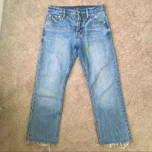 Gap Denim Straight Leg Light Wash Raw Hem Jean